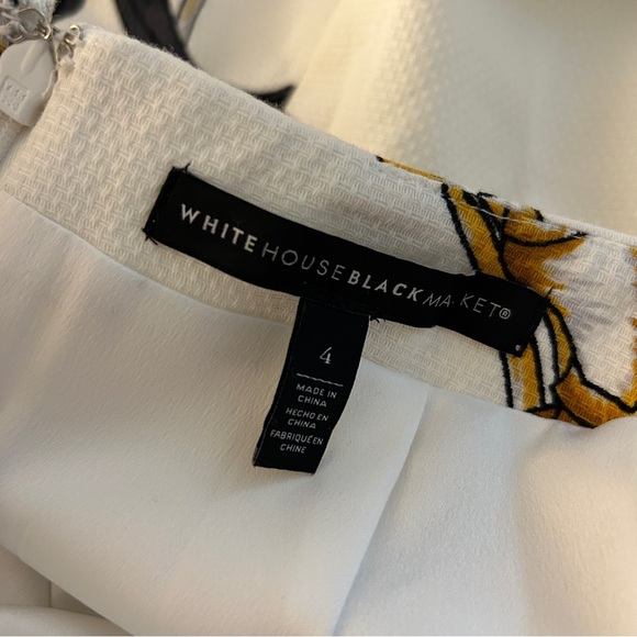 White House Black Market Floral Midi Skirt - White and Gold 4 - Picture 4 of 9